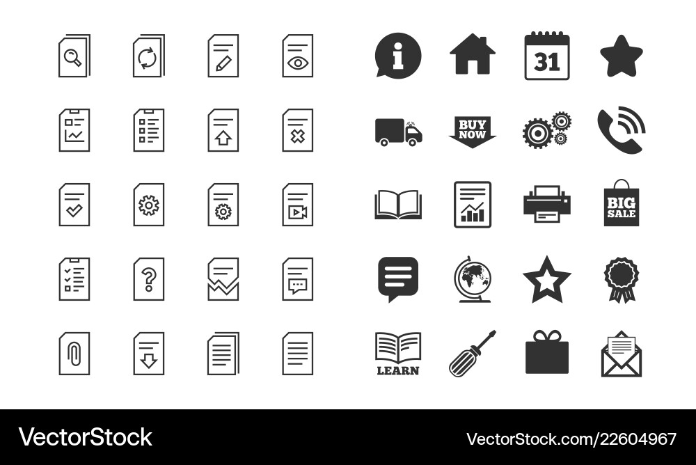 Document line icons report checklist and copy Document line icons report checklist and copy vector image