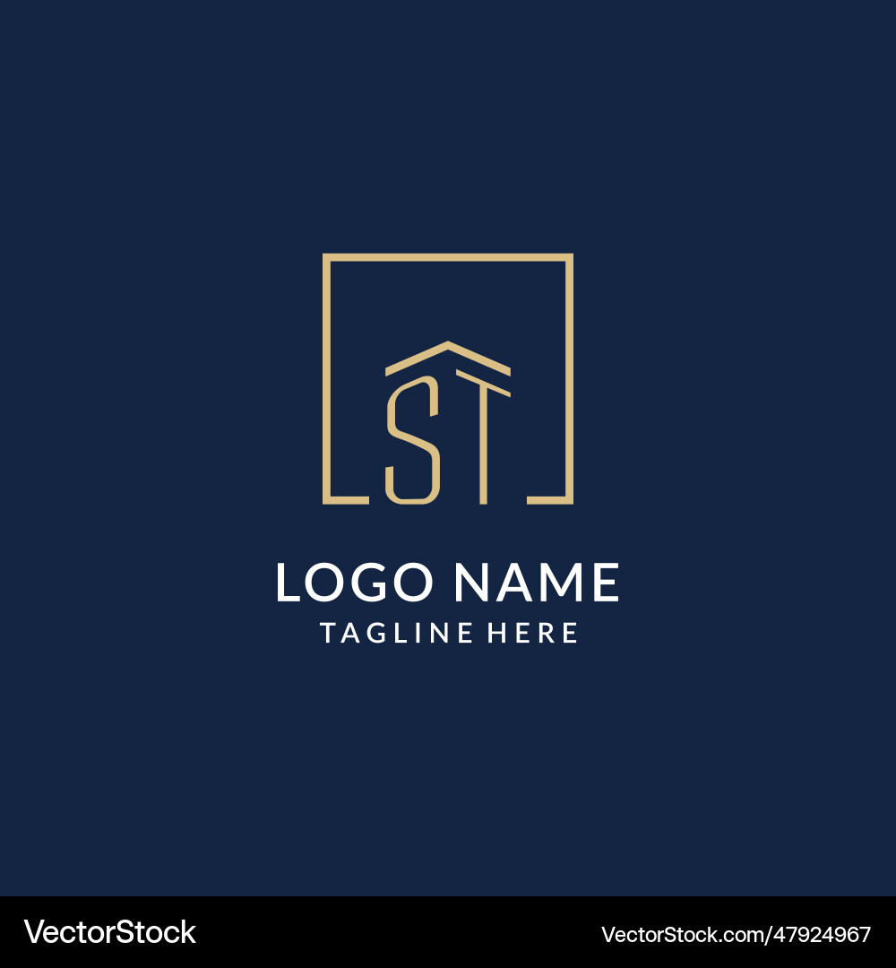 Initial st square lines logo modern and luxury Initial st square lines logo modern and luxury Vector Image