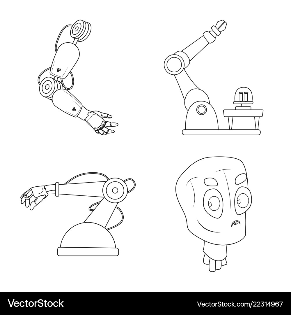 Isolated object of robot and factory symbol Isolated object of robot and factory symbol vector image