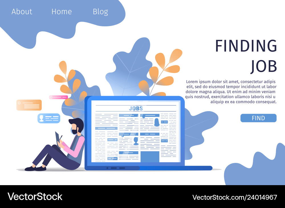 Man character fill resume profile form finding job Man character fill resume profile form finding job Vector Image