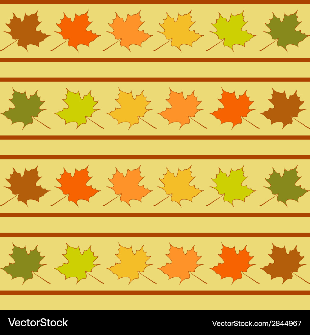 Maple leaf in rows seamless pattern leaves vector image