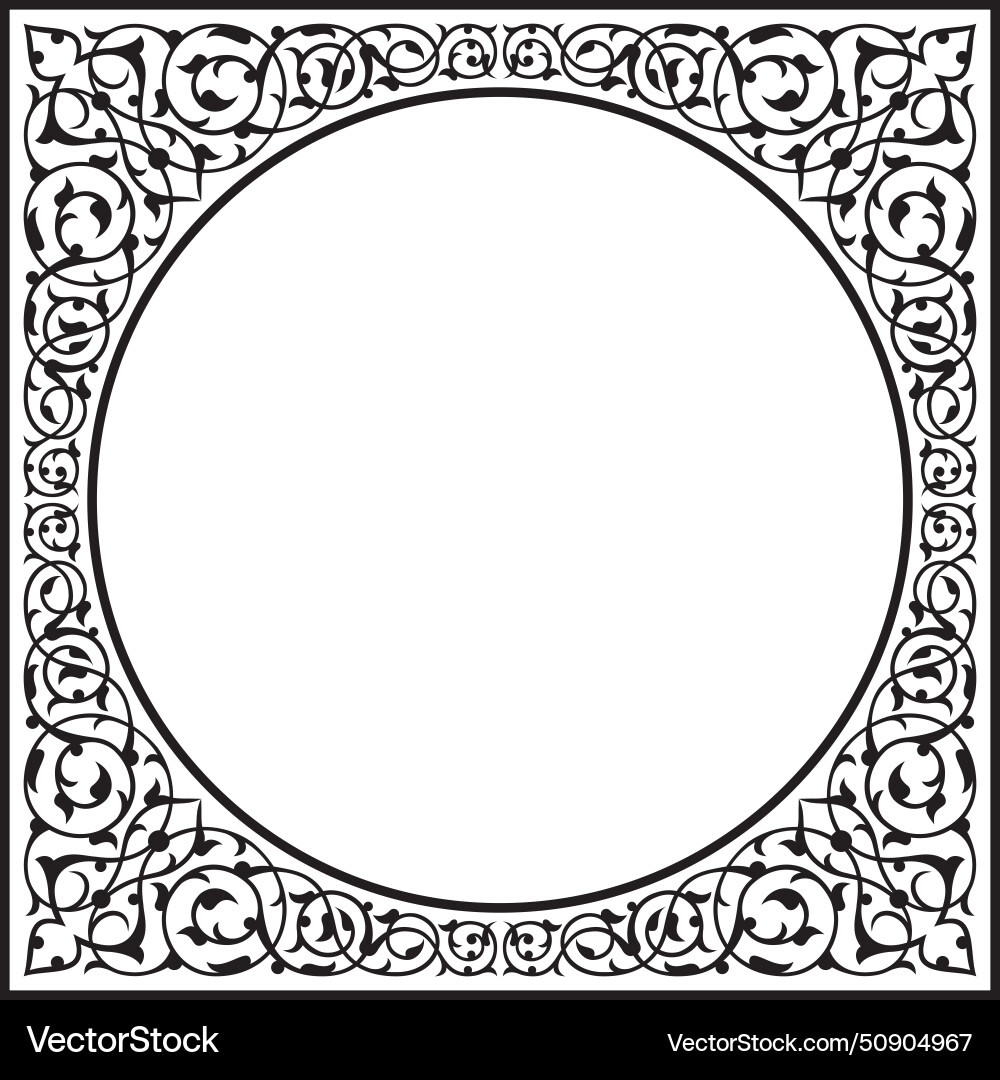 Ornamental design pattern on square frame border vector image