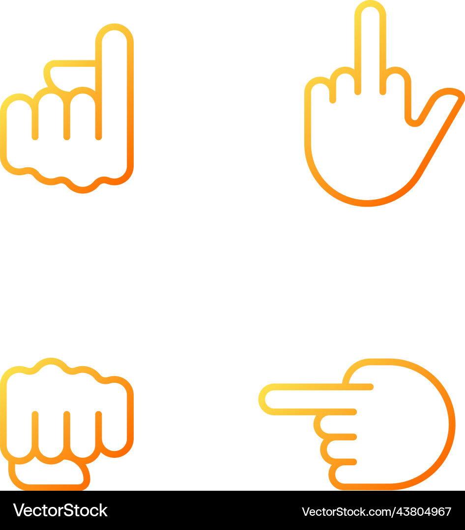 Pointing fingers and fist pixel perfect gradient Pointing fingers and fist pixel perfect gradient vector image