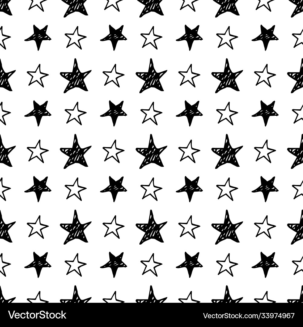 Seamless star pattern hand drawn sketch stars Seamless star pattern hand drawn sketch stars vector image