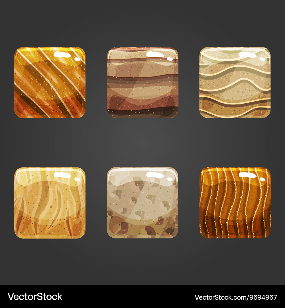 Set of shiny sand square button vector image
