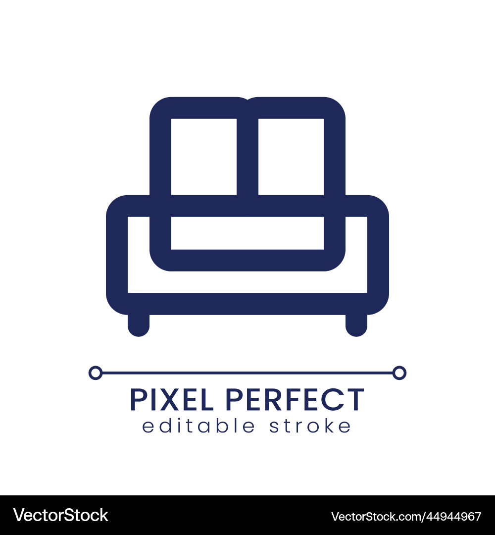 Sofa pixel perfect linear ui icon Sofa pixel perfect linear ui icon Vector Image