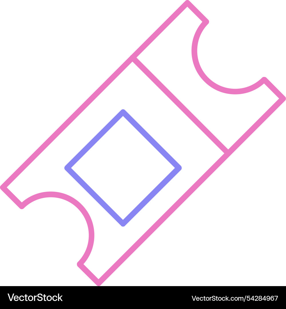 Ticket line two colour icon Vector Image