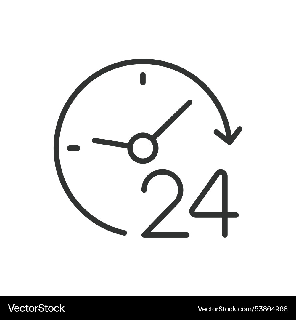 24 Hour Clock Icon - Continuous Time Vector Image