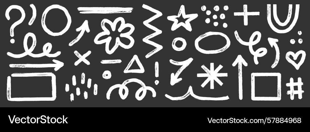 Arrow brush asterisk marker line shape set hand Vector Image