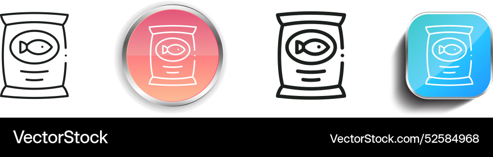 Cat food icon thin linear regular and button vector image