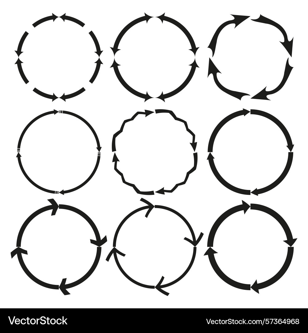Circular arrow collection reload cycle symbols Circular arrow collection reload cycle symbols vector image