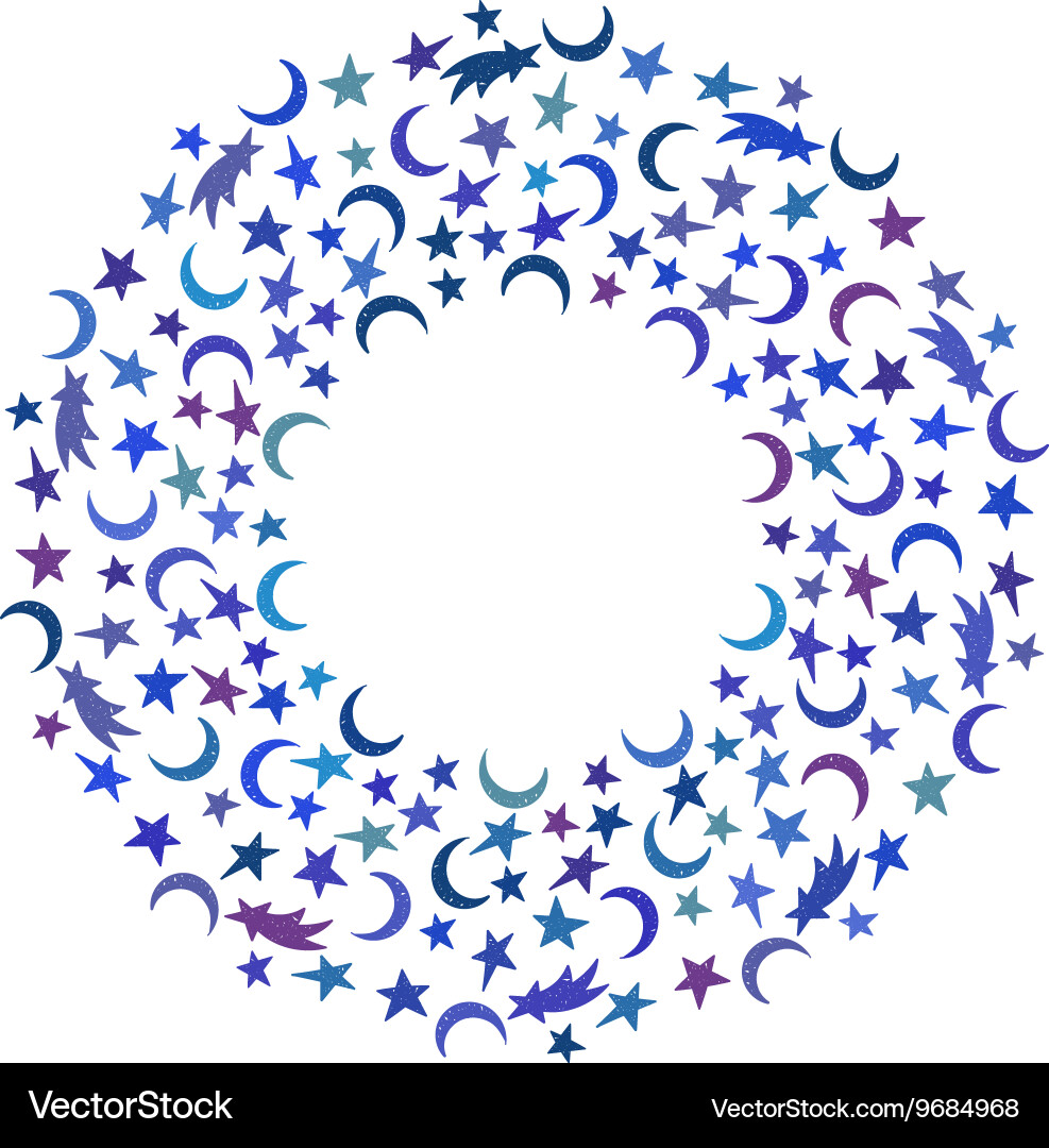 Colorful Star Moon Space Frame Vector Image