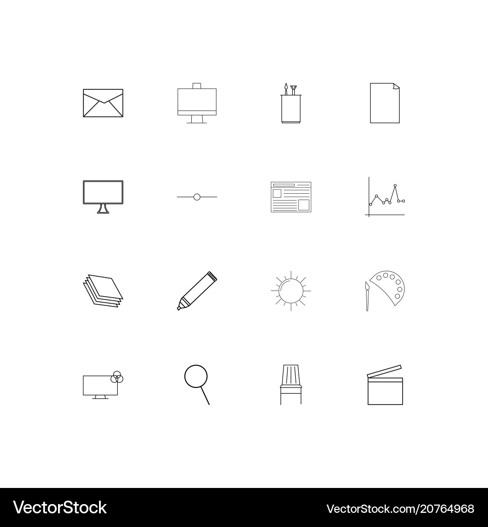 Creative process and design linear thin icons set Vector Image