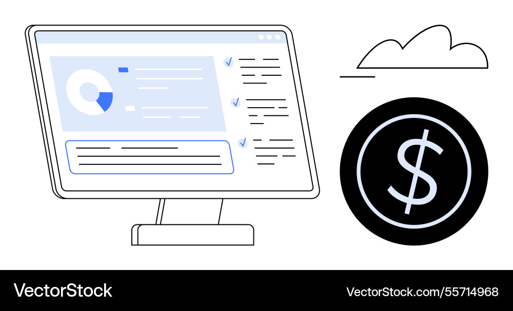 Digital financial dashboard with cloud integration Digital financial dashboard with cloud integration vector image