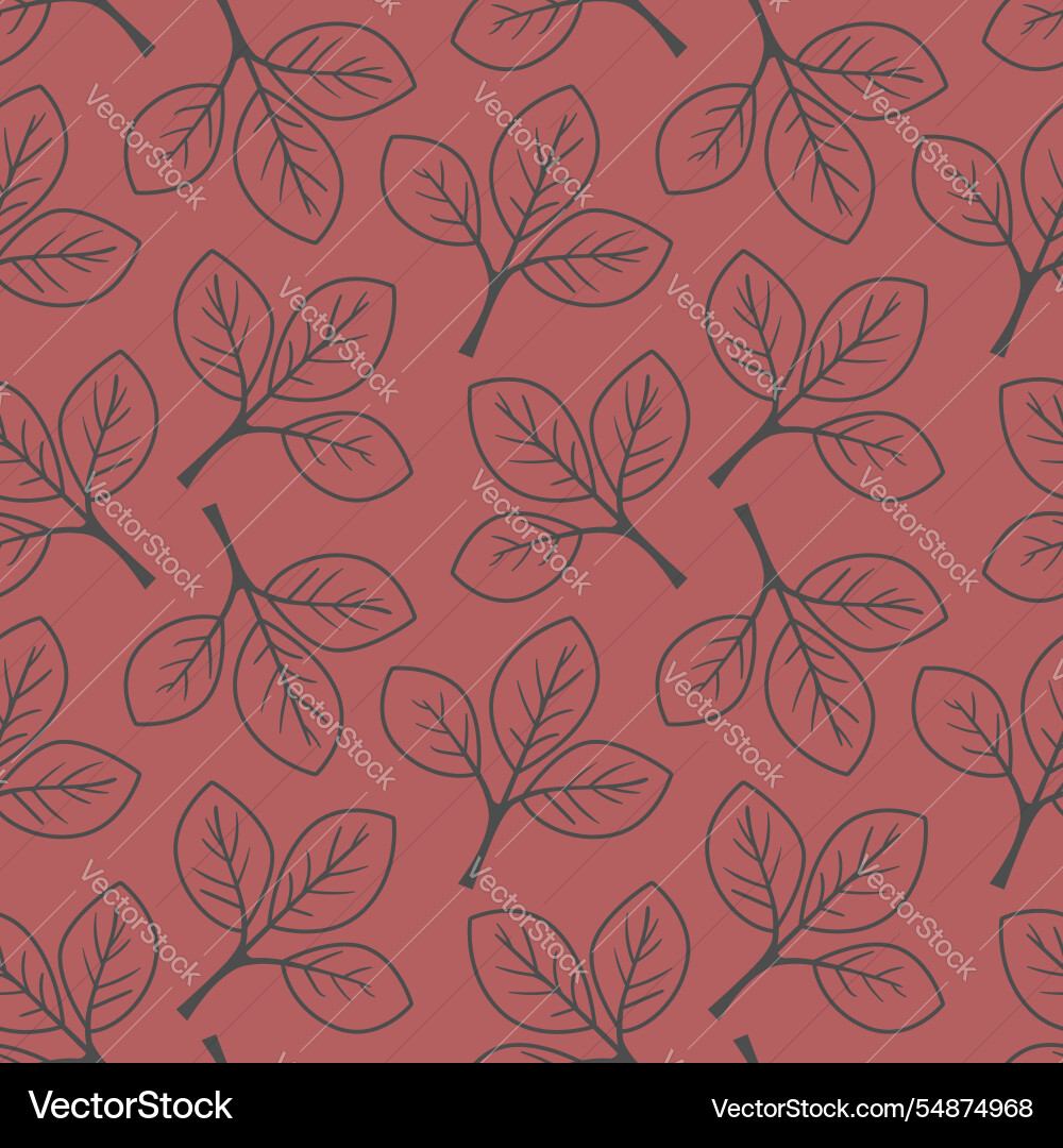 Elegant leaf pattern on a muted red background vector image