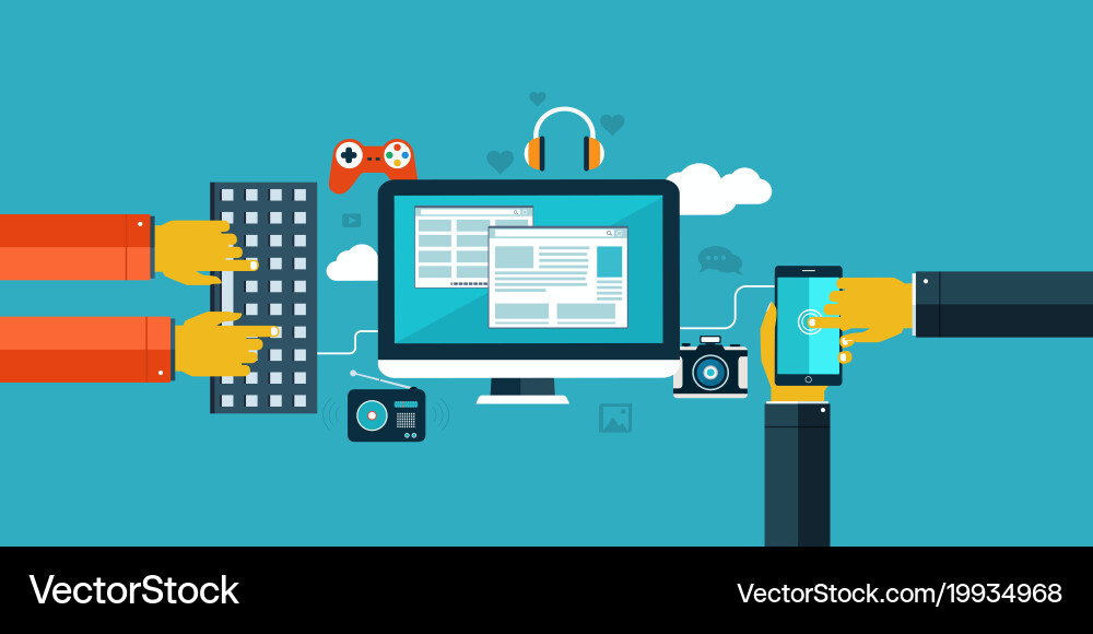 Flat design icons for web and mobile interaction vector image