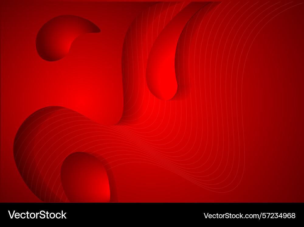 Fluid red motion with depth shadow and abstract vector image