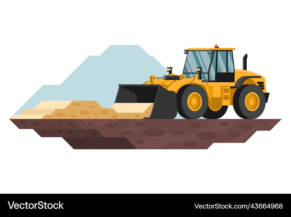 Front loader in construction and mining work Front loader in construction and mining work vector image