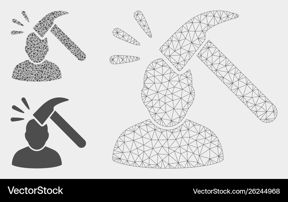 Head shock mesh network model and triangle Vector Image
