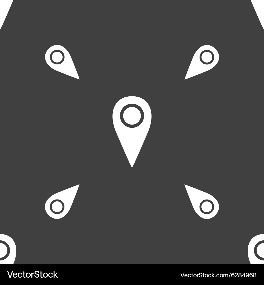 Map pointer icon sign seamless pattern on a gray vector image
