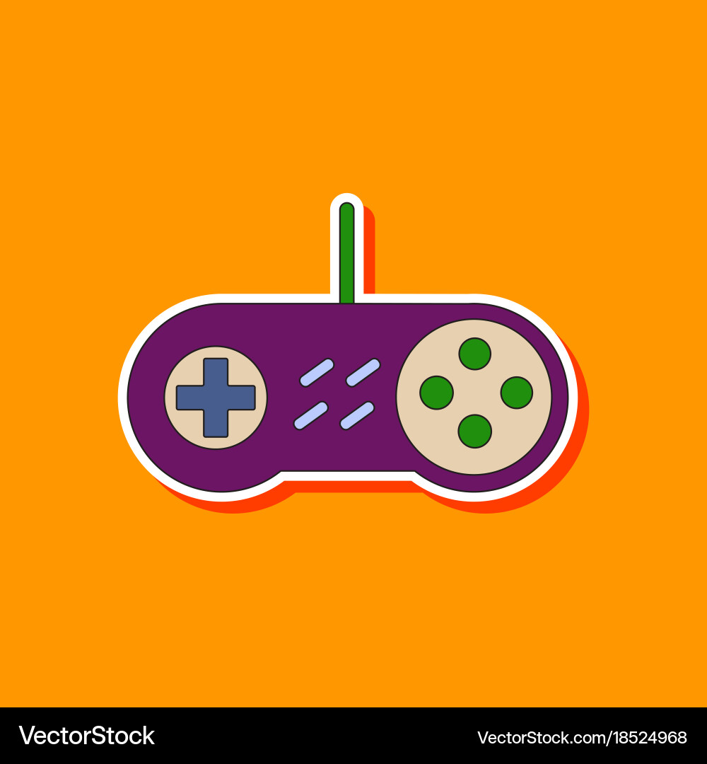 Paper sticker on background of game joystick vector image