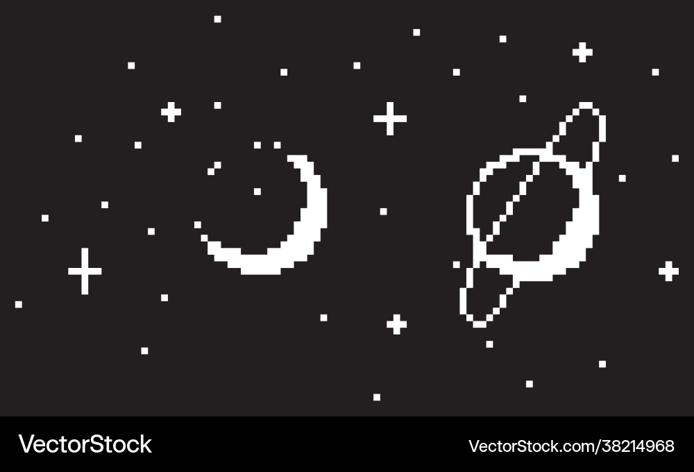 Pixel space night image for 8 bit game asset Vector Image