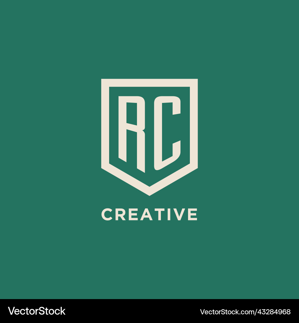 Rc initial logo monogram shield geometric shape Vector Image