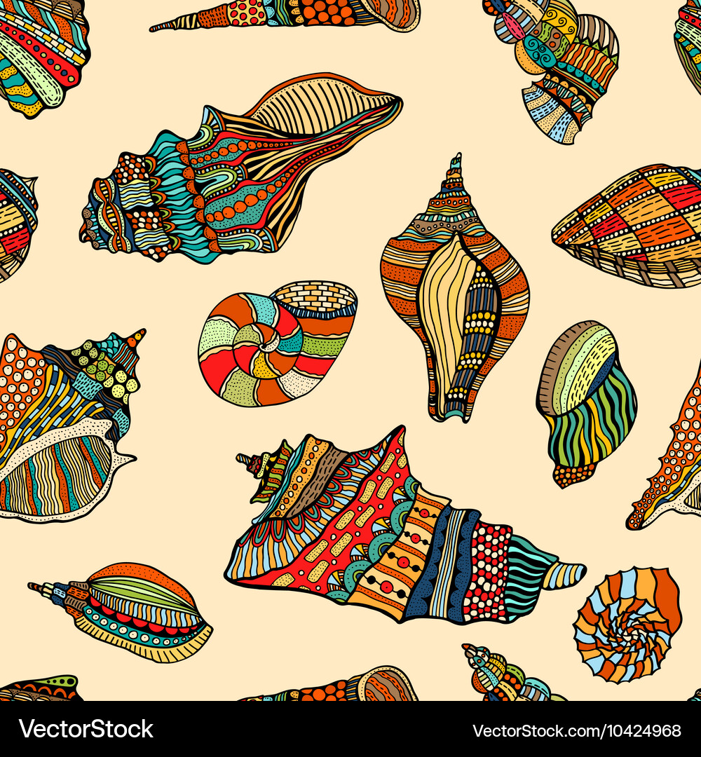 Sea shell pattern background vector image