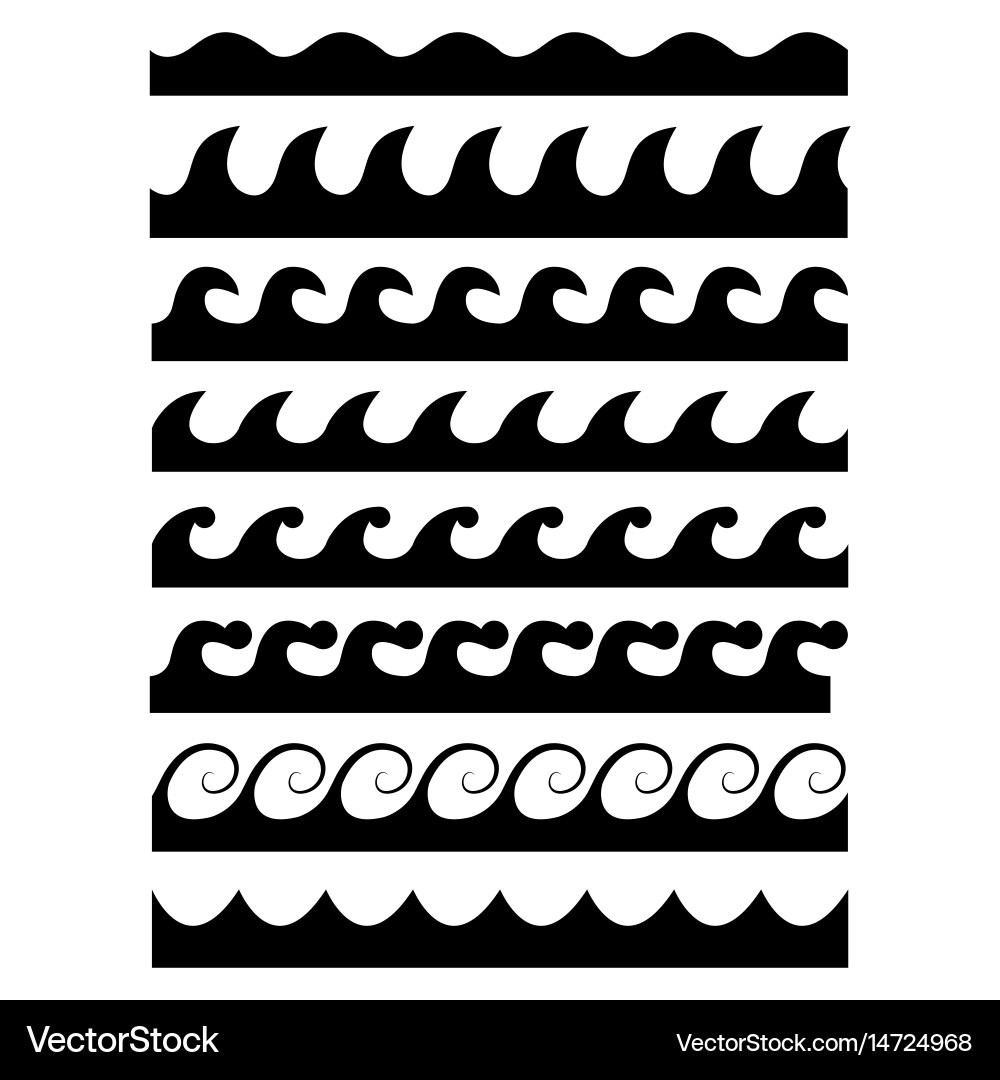 Seamless wave pattern set vector image
