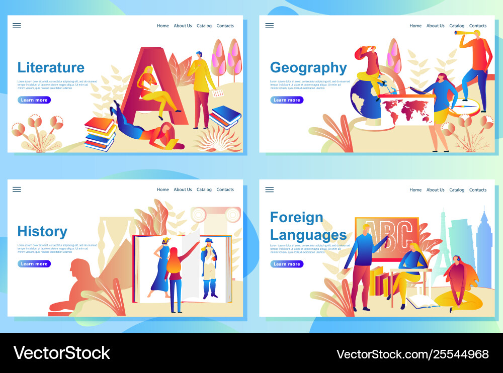 Set web page design templates for subject Set web page design templates for subject vector image