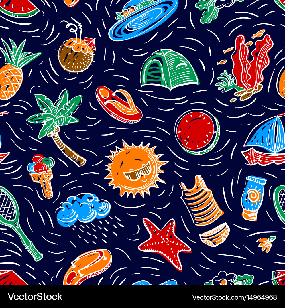 Summer objects seamless pattern Vector Image