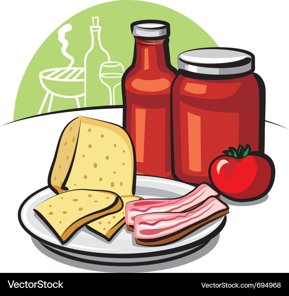 Tomato Sauce, Cheese, and Bacon Dish vector image