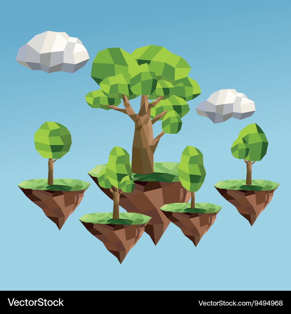 Tree and cloud icon polygonal image vector image