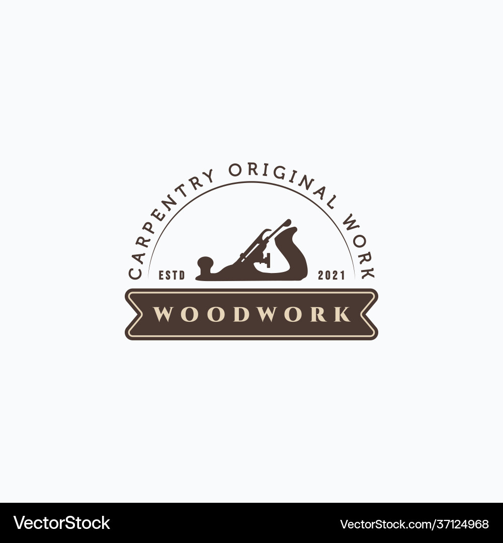 Vintage Wood Planer Logo Vector Image