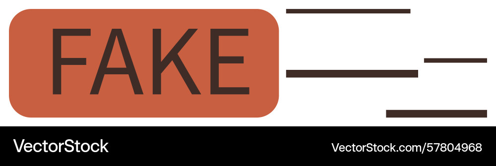 Warning label signifying fake content with dynamic Warning label signifying fake content with dynamic Vector Image