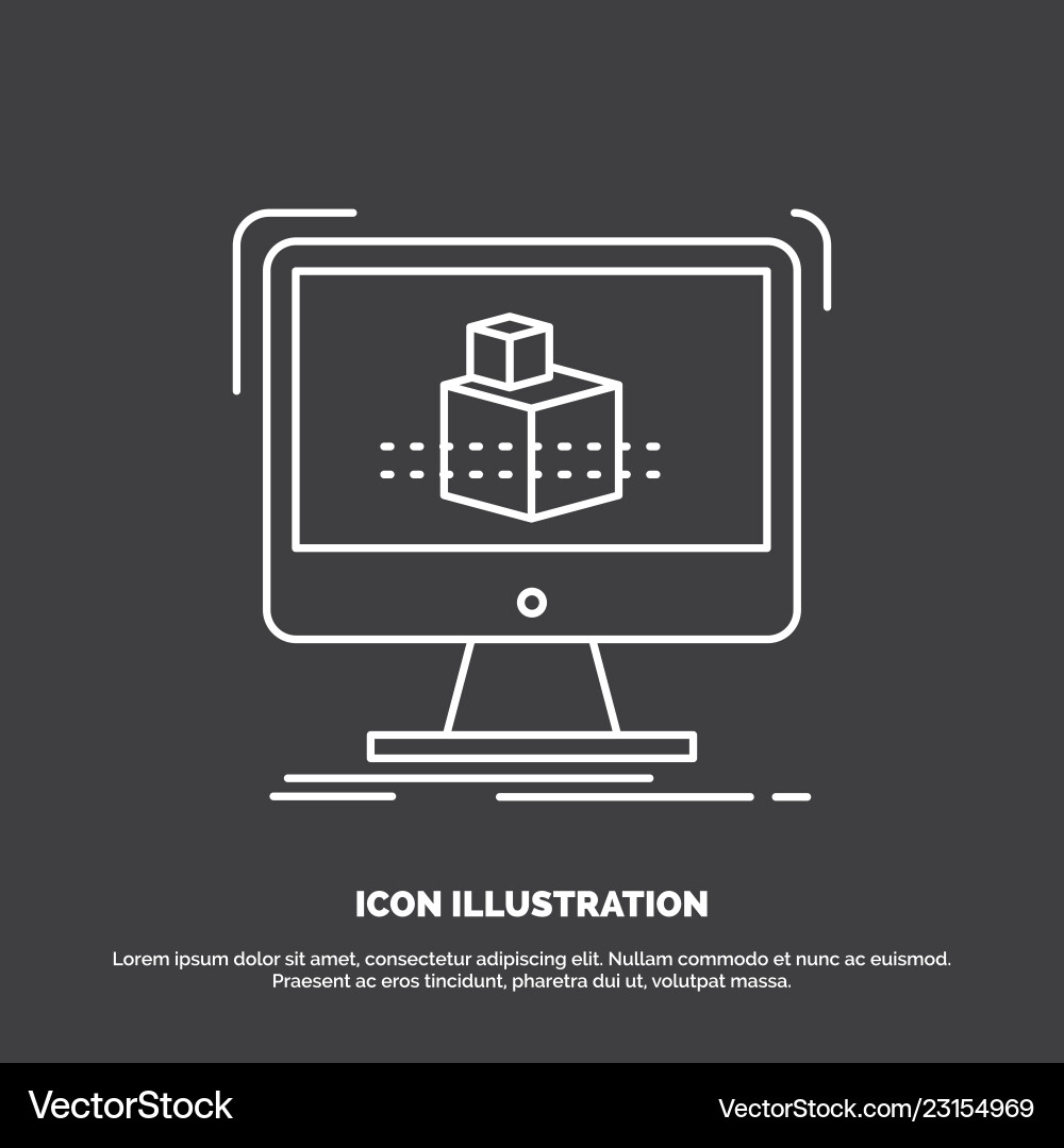 3d cube dimensional modelling sketch icon line 3d cube dimensional modelling sketch icon line vector image