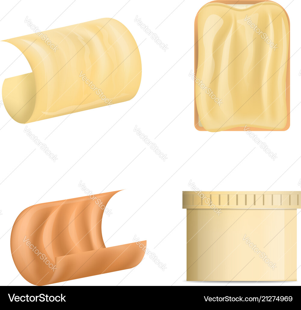 Butter Curl Block Icons - Realistic Style Vector Image
