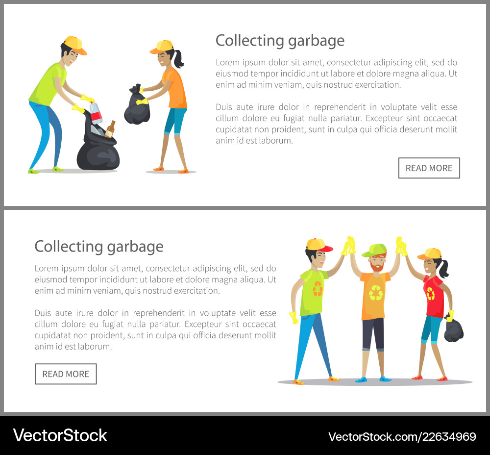 Collecting garbage web set Collecting garbage web set Vector Image