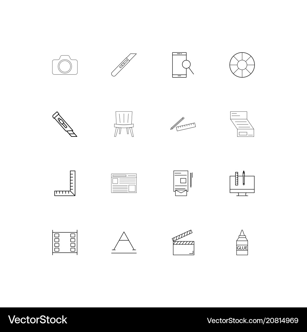 Creative process and design linear thin icons set vector image