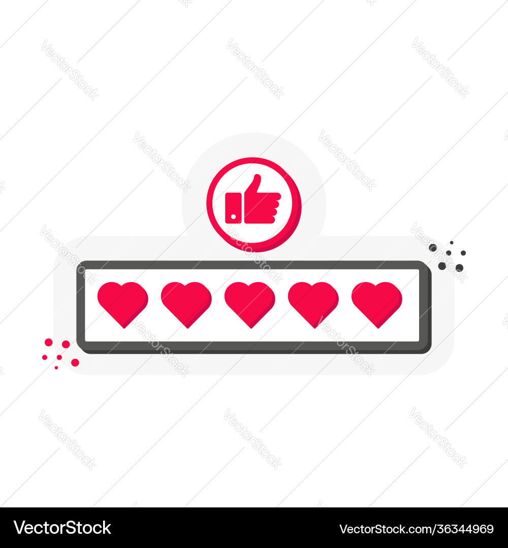 Flat label with like five heart rating speech Vector Image