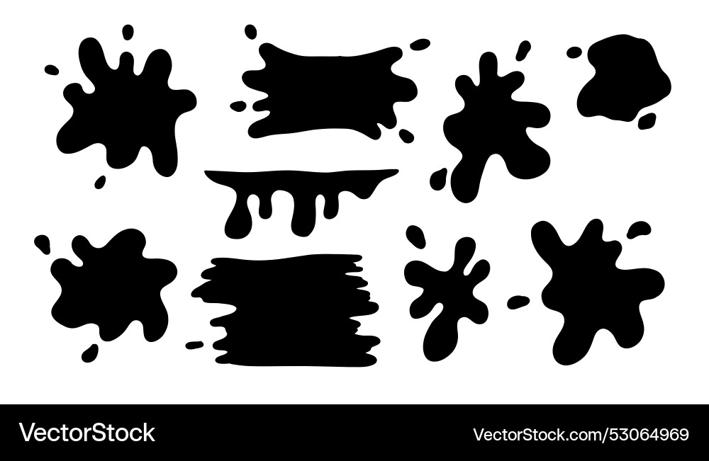 Hand drawn paint splatter and blob splash Hand drawn paint splatter and blob splash vector image