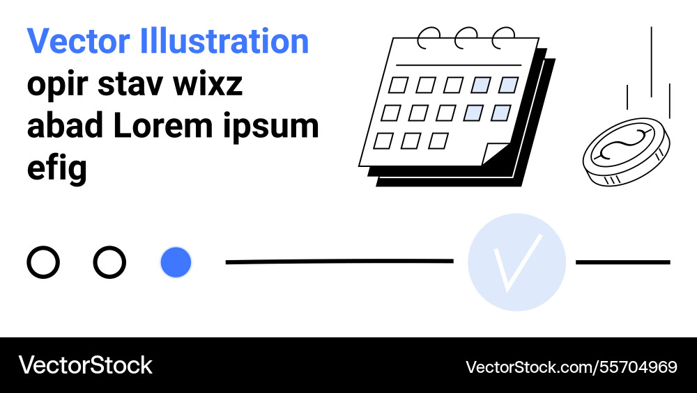 Modern calendar and coin with check mark vector image
