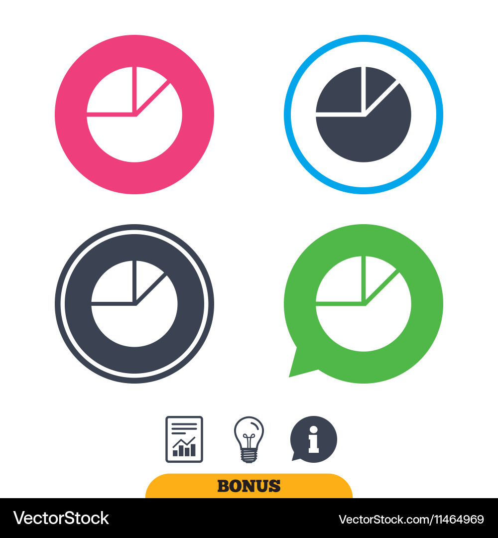 Pie chart graph sign icon diagram button Vector Image