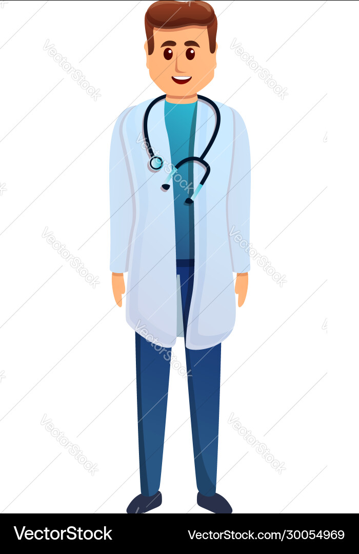 Podiatrist with stethoscope icon cartoon style Podiatrist with stethoscope icon cartoon style vector image