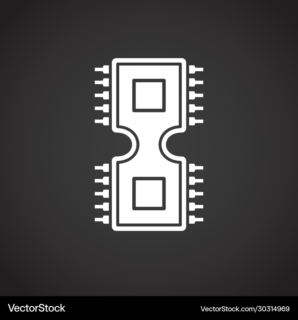 Processor chip related icon on background vector image