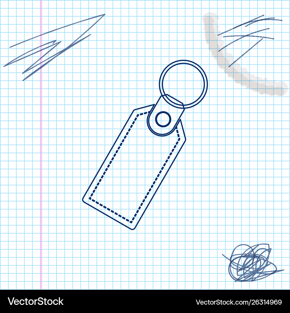 Rectangular key chain with ring for line vector image