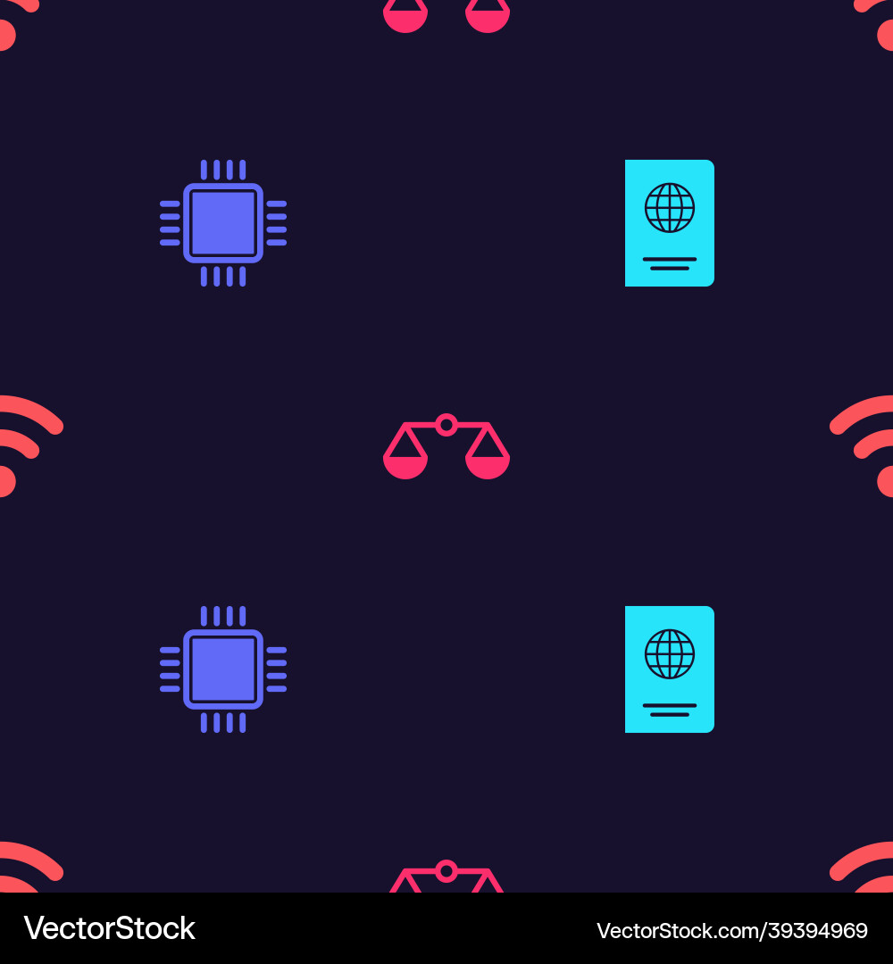Set passport processor with cpu scales Set passport processor with cpu scales vector image