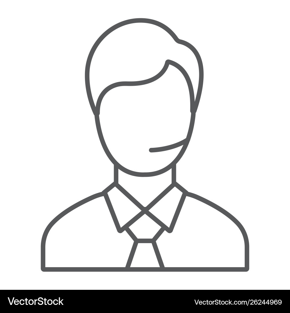Support man thin line icon call and communication Support man thin line icon call and communication Vector Image