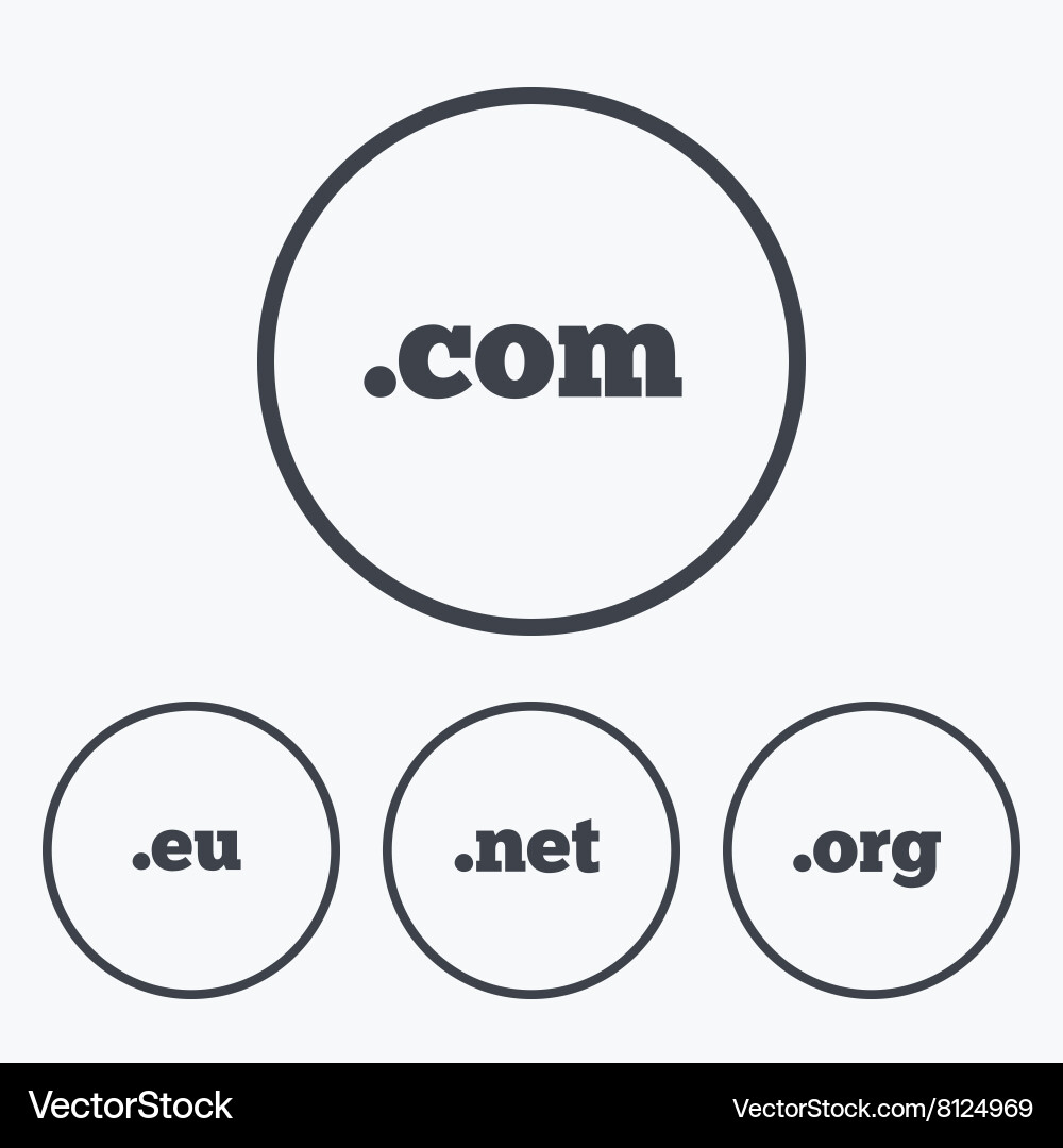 Top-Level-Domains signiert com eu net und org vektorbild