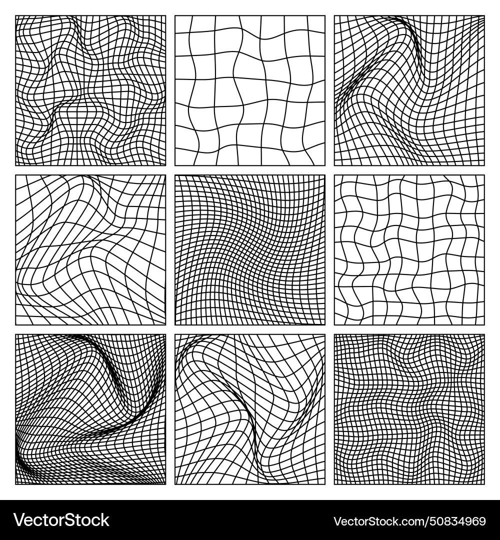 Wireframe shapes lined perspective mesh 3d grid Wireframe shapes lined perspective mesh 3d grid Vector Image